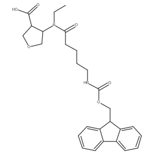 4-[N-ethyl-5-({[(9H-fluoren-9-yl)methoxy]carbonyl}amino)pentanamido]oxolane-3-carboxylic acid结构式