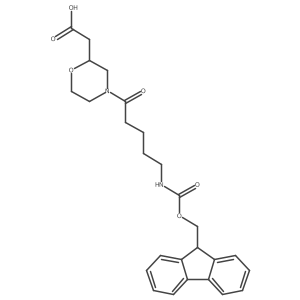 2-{4-[5-({[(9H-fluoren-9-yl)methoxy]carbonyl}amino)pentanoyl]morpholin-2-yl}acetic acid Structure