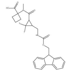 rac-1-[N-methyl(1R,3S)-3-[({[(9H-fluoren-9-yl)methoxy]carbonyl}amino)methyl]-2,2-difluorocyclopropaneamido]cyclobutane-1-carboxylic acid结构式