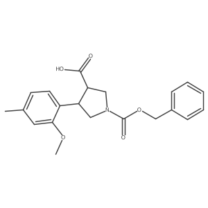 rac-(3R,4S)-1-[(benzyloxy)carbonyl]-4-(2-methoxy-4-methylphenyl)pyrrolidine-3-carboxylic acid Structure