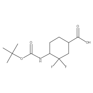 4-((tert-Butoxycarbonyl)amino)-3,3-difluorocyclohexane-1-carboxylic acid结构式