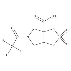 rac-(3aR,6aS)-2,2-dioxo-5-(2,2,2-trifluoroacetyl)-hexahydro-1H-2lambda6-thieno[3,4-c]pyrrole-3a-carboxylic acid结构式
