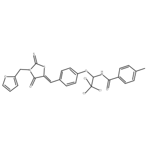 4-Methyl-N-[2,2,2-trichloro-1-[4-[[3-(2-furanylmethyl)-4-oxo-2-thioxo-5-thiazolidinylidene]methyl]phenoxy]ethyl]benzamide结构式