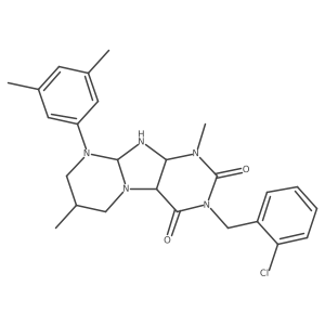 3-[(2-chlorophenyl)methyl]-9-(3,5-dimethylphenyl)-1,7-dimethyl-6,7,8,9a,10,10a-hexahydro-4aH-purino[7,8-a]pyrimidine-2,4-dione结构式