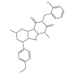 3-[(2-chlorophenyl)methyl]-9-(4-ethylphenyl)-1,7-dimethyl-6,7,8,9a,10,10a-hexahydro-4aH-purino[7,8-a]pyrimidine-2,4-dione结构式