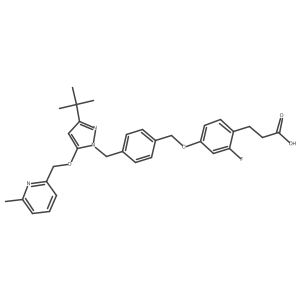 4-[[4-[[3-(1,1-Dimethylethyl)-5-[(6-methyl-2-pyridinyl)methoxy]-1H-pyrazol-1-yl]methyl]phenyl]methoxy]-2-fluorobenzenepropanoic acid Structure