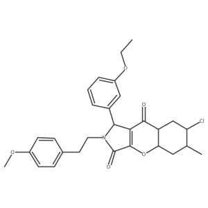 7-chloro-1-(3-ethoxyphenyl)-2-[2-(4-methoxyphenyl)ethyl]-6-methyl-4a,5,6,7,8,8a-hexahydro-1H-chromeno[2,3-c]pyrrole-3,9-dione结构式