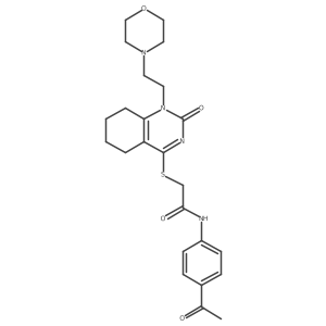 N-(4-acetylphenyl)-2-((1-(2-morpholinoethyl)-2-oxo-1,2,5,6,7,8-hexahydroquinazolin-4-yl)thio)acetamide结构式