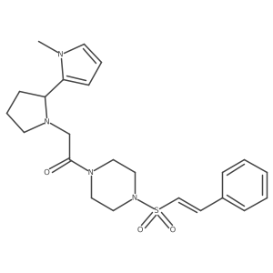 2-[2-(1-methyl-1H-pyrrol-2-yl)pyrrolidin-1-yl]-1-[4-(2-phenylethenesulfonyl)piperazin-1-yl]ethan-1-one Structure