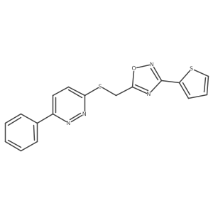 3-Phenyl-6-({[3-(thiophen-2-yl)-1,2,4-oxadiazol-5-yl]methyl}sulfanyl)pyridazine结构式