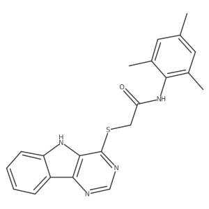 2-((5H-pyrimido[5,4-b]indol-4-yl)thio)-N-mesitylacetamide结构式