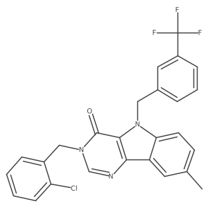 3-(2-chlorobenzyl)-8-methyl-5-(3-(trifluoromethyl)benzyl)-3H-pyrimido[5,4-b]indol-4(5H)-one Structure