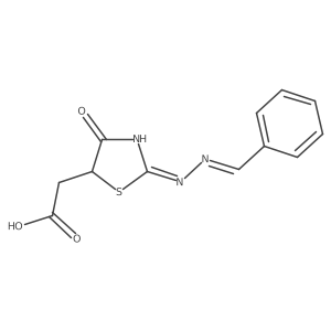 2-((E)-2-((E)-benzylidenehydrazono)-4-oxothiazolidin-5-yl)acetic acid Structure