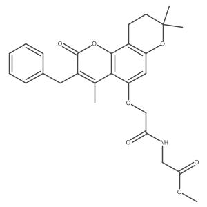 methyl N-{[(3-benzyl-4,8,8-trimethyl-2-oxo-9,10-dihydro-2H,8H-pyrano[2,3-f]chromen-5-yl)oxy]acetyl}glycinate Structure