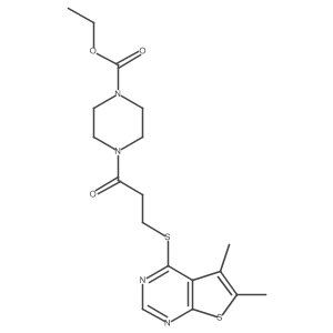 Ethyl 4-{3-[(5,6-dimethylthieno[2,3-d]pyrimidin-4-yl)sulfanyl]propanoyl}piperazine-1-carboxylate Structure