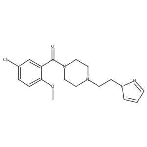 (4-(2-(1H-pyrazol-1-yl)ethyl)piperazin-1-yl)(5-chloro-2-methoxyphenyl)methanone Structure
