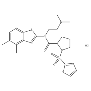 N-(2-(dimethylamino)ethyl)-N-(4,5-dimethylbenzo[d]thiazol-2-yl)-1-(thiophen-2-ylsulfonyl)pyrrolidine-2-carboxamide hydrochloride结构式