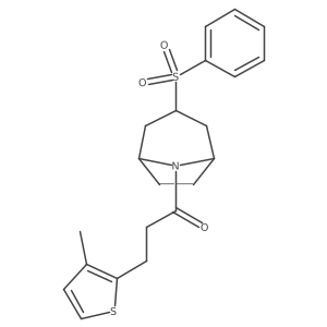 3-(3-methylthiophen-2-yl)-1-((1R,5S)-3-(phenylsulfonyl)-8-azabicyclo[3.2.1]octan-8-yl)propan-1-one结构式