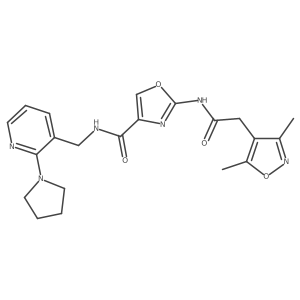 2-(2-(3,5-dimethylisoxazol-4-yl)acetamido)-N-((2-(pyrrolidin-1-yl)pyridin-3-yl)methyl)oxazole-4-carboxamide Structure