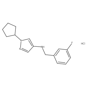 1-cyclopentyl-N-[(3-fluorophenyl)methyl]pyrazol-4-amine;hydrochloride Structure