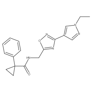 N-((3-(1-ethyl-1H-pyrazol-4-yl)-1,2,4-oxadiazol-5-yl)methyl)-1-phenylcyclopropanecarboxamide Structure