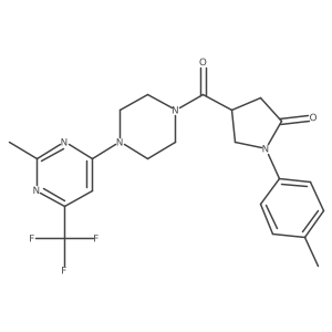 4-(4-(2-Methyl-6-(trifluoromethyl)pyrimidin-4-yl)piperazine-1-carbonyl)-1-(p-tolyl)pyrrolidin-2-one结构式