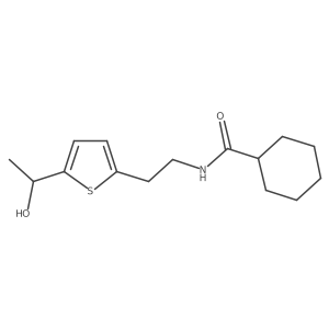 N-(2-(5-(1-hydroxyethyl)thiophen-2-yl)ethyl)cyclohexanecarboxamide结构式