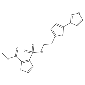 methyl 3-(N-(2-(5-(furan-3-yl)thiophen-2-yl)ethyl)sulfamoyl)thiophene-2-carboxylate结构式