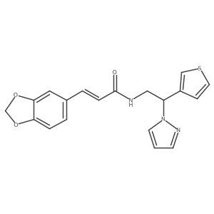 (E)-N-(2-(1H-pyrazol-1-yl)-2-(thiophen-3-yl)ethyl)-3-(benzo[d][1,3]dioxol-5-yl)acrylamide结构式