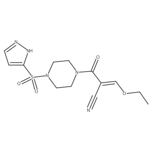 3-ethoxy-2-[4-(1H-pyrazole-3-sulfonyl)piperazine-1-carbonyl]prop-2-enenitrile结构式