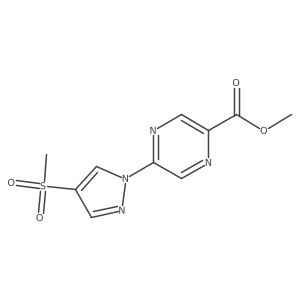 methyl 5-(4-methanesulfonyl-1H-pyrazol-1-yl)pyrazine-2-carboxylate结构式