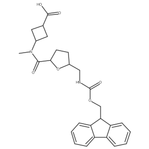 3-{N-methyl5-[({[(9H-fluoren-9-yl)methoxy]carbonyl}amino)methyl]oxolane-2-amido}cyclobutane-1-carboxylic acid Structure