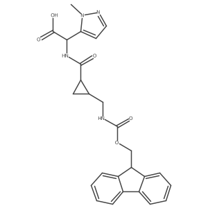 2-({2-[({[(9H-fluoren-9-yl)methoxy]carbonyl}amino)methyl]cyclopropyl}formamido)-2-(1-methyl-1H-pyrazol-5-yl)acetic acid结构式