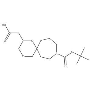 2-{9-[(Tert-butoxy)carbonyl]-1,4-dioxa-9-azaspiro[5.6]dodecan-2-yl}acetic acid结构式