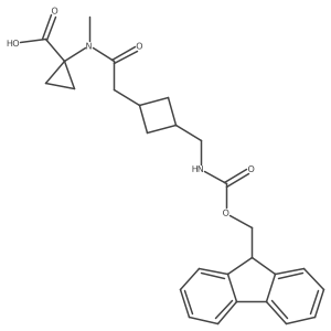 1-(2-{3-[({[(9H-fluoren-9-yl)methoxy]carbonyl}amino)methyl]cyclobutyl}-N-methylacetamido)cyclopropane-1-carboxylic acid Structure