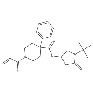 N-(1-Tert-butyl-5-oxopyrrolidin-3-yl)-4-phenyl-1-prop-2-enoylpiperidine-4-carboxamide结构式