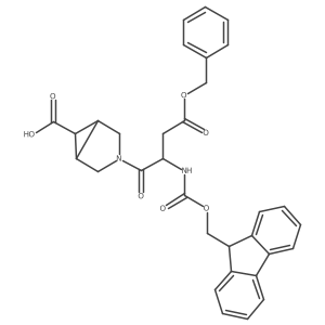 (1RS,5SR)-3-[(2S)-4-(benzyloxy)-2-({[(9H-fluoren-9-yl)methoxy]carbonyl}amino)-4-oxobutanoyl]-3-azabicyclo[3.1.0]hexane-6-carboxylic acid结构式