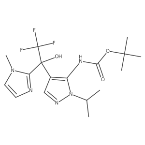 tert-butyl N-[1-(propan-2-yl)-4-[2,2,2-trifluoro-1-hydroxy-1-(1-methyl-1H-imidazol-2-yl)ethyl]-1H-pyrazol-5-yl]carbamate结构式