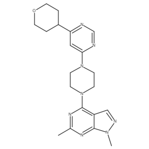 4-(4-{1,6-dimethyl-1H-pyrazolo[3,4-d]pyrimidin-4-yl}piperazin-1-yl)-6-(oxan-4-yl)pyrimidine结构式