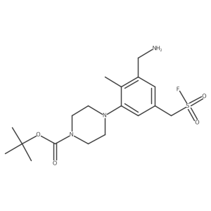 Tert-butyl 4-[3-(aminomethyl)-5-[(fluorosulfonyl)methyl]-2-methylphenyl]piperazine-1-carboxylate结构式
