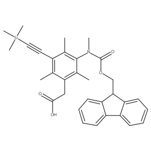 2-[3-({[(9H-fluoren-9-yl)methoxy]carbonyl}(methyl)amino)-2,4,6-trimethyl-5-[2-(trimethylsilyl)ethynyl]phenyl]acetic acid结构式