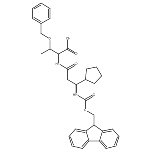 (2R,3S)-3-(benzyloxy)-2-[3-cyclopentyl-3-({[(9H-fluoren-9-yl)methoxy]carbonyl}amino)propanamido]butanoic acid结构式