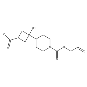 (1s,3s)-3-Hydroxy-3-{1-[(prop-2-en-1-yloxy)carbonyl]piperidin-4-yl}cyclobutane-1-carboxylic acid结构式