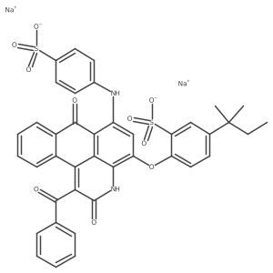 Disodium 2-((1-benzoyl-2,7-dioxo-6-(4-sulfonatoanilino)-2,7-dihydro-3H-naphtho[1,2,3-de]quinolin-4-yl)oxy)-5-(2-methylbutan-2-yl)benzenesulfonate Structure