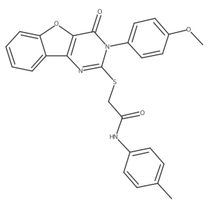 2-((3-(4-methoxyphenyl)-4-oxo-3,4-dihydrobenzofuro[3,2-d]pyrimidin-2-yl)thio)-N-(p-tolyl)acetamide结构式