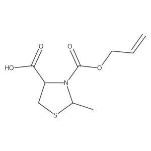 (4R)-2-methyl-3-[(prop-2-en-1-yloxy)carbonyl]-1,3-thiazolidine-4-carboxylic acid结构式