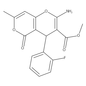 methyl 2-amino-4-(2-fluorophenyl)-7-methyl-5-oxo-4H,5H-pyrano[3,2-c]pyran-3-carboxylate结构式