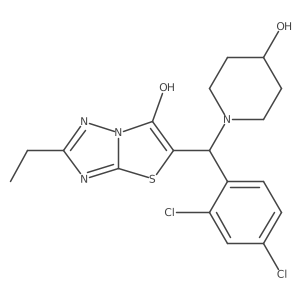 5-((2,4-Dichlorophenyl)(4-hydroxypiperidin-1-yl)methyl)-2-ethylthiazolo[3,2-b][1,2,4]triazol-6-ol结构式