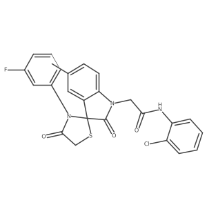 N-(2-chlorophenyl)-2-(3'-(3-fluorophenyl)-5-methyl-2,4'-dioxospiro[indoline-3,2'-thiazolidin]-1-yl)acetamide结构式