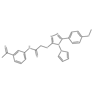 N-(3-acetylphenyl)-2-{[5-(4-methoxyphenyl)-4-(1H-pyrrol-1-yl)-4H-1,2,4-triazol-3-yl]sulfanyl}acetamide结构式
